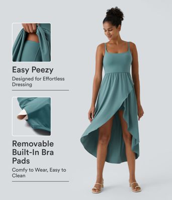 Breezeful™ High Low 2-Piece Pocket Flowy Midi Quick Dry Casual Dress