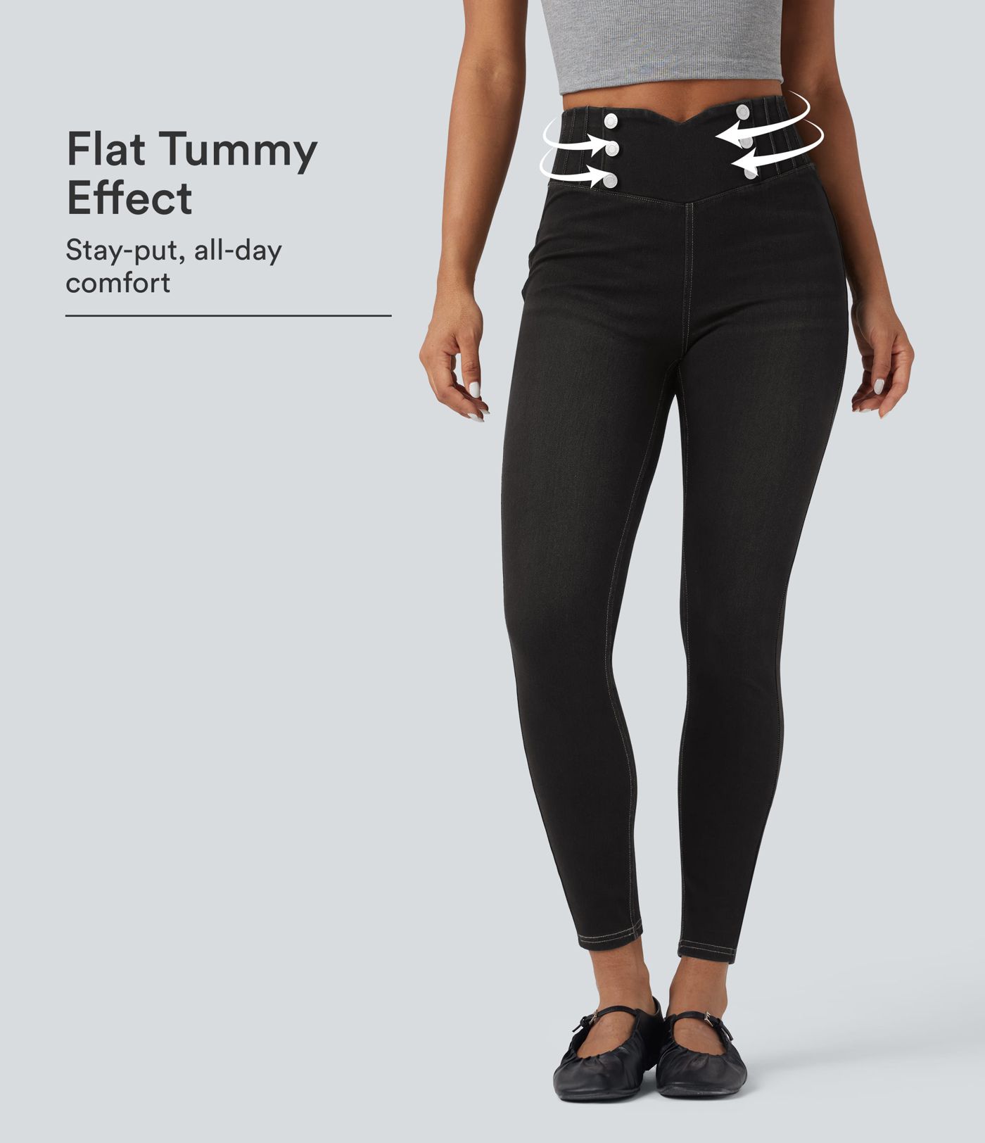 Halara Flex™ High Waisted Tummy Control Skinny Denim Casual Leggings with Pockets Halara Flex™ High Waisted Tummy Control Skinny Denim Casual Leggings with Pockets