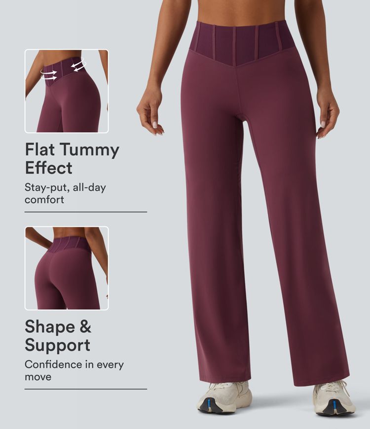 Halara UltraSculpt™ High Waisted Tummy Control Contrast Mesh Yoga Straight Leg Pants Halara UltraSculpt™ High Waisted Tummy Control Contrast Mesh Yoga Straight Leg Pants