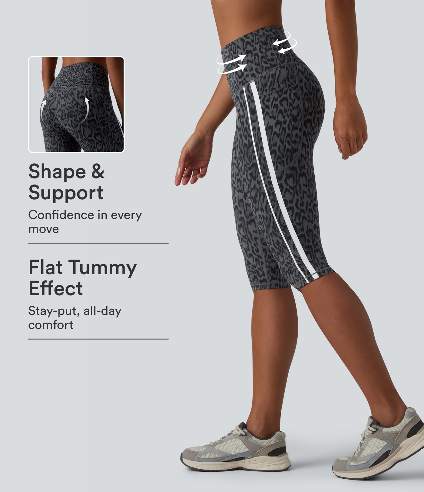 Halara UltraSculpt™ Leopard Print High Waisted Tummy Control Color Block Stripe Pedal Pusher Training Leggings with Pockets Halara UltraSculpt™ Leopard Print High Waisted Tummy Control Color Block Stripe Pedal Pusher Training Leggings with Pockets