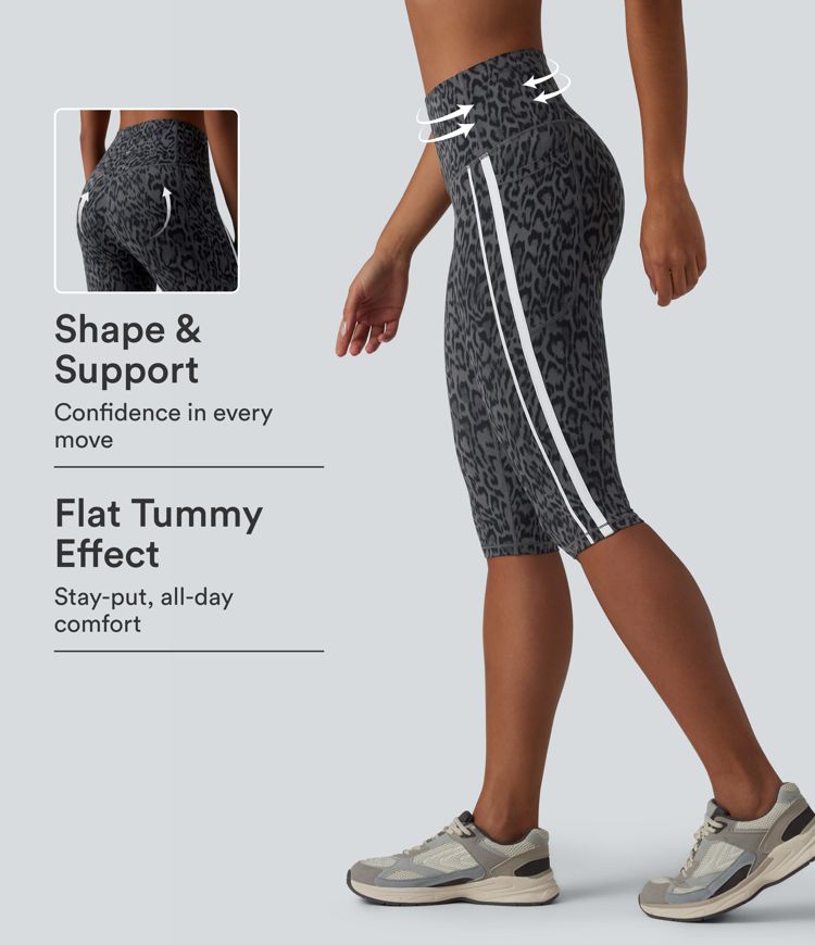Halara UltraSculpt™ Leopard Print High Waisted Tummy Control Color Block Stripe Pedal Pusher Training Leggings with Pockets Halara UltraSculpt™ Leopard Print High Waisted Tummy Control Color Block Stripe Pedal Pusher Training Leggings with Pockets