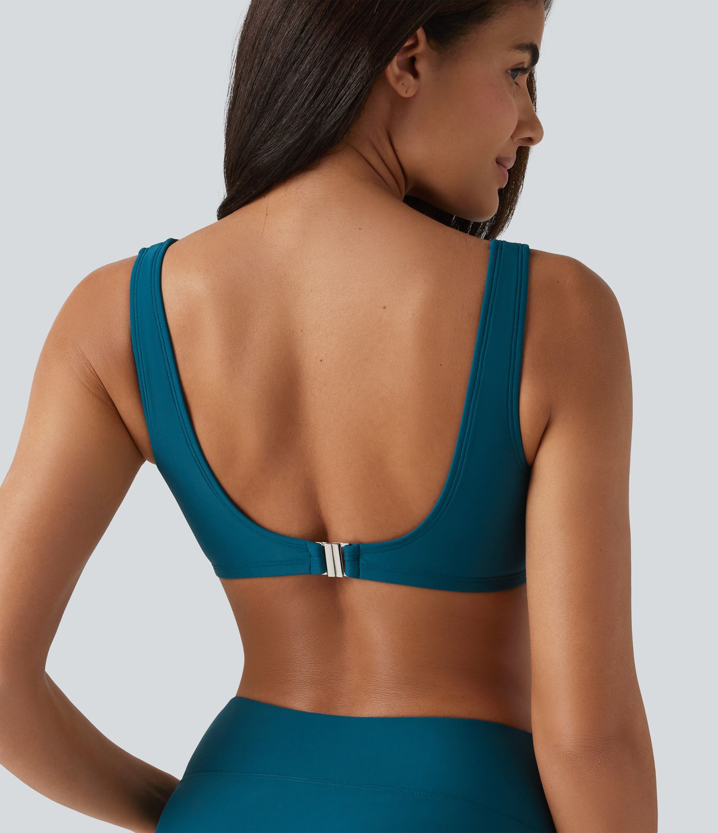 V Neck Sheen Bikini Top Swimsuit DD-F Cups