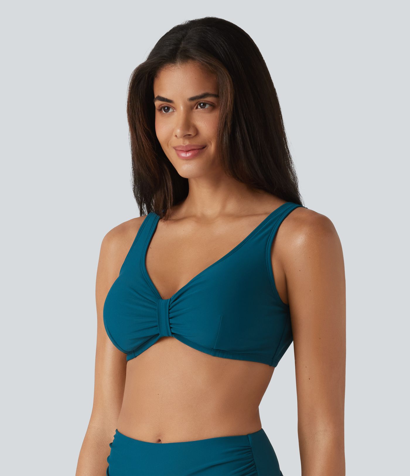 V Neck Sheen Bikini Top Swimsuit DD-F Cups V Neck Sheen Bikini Top Swimsuit DD-F Cups
