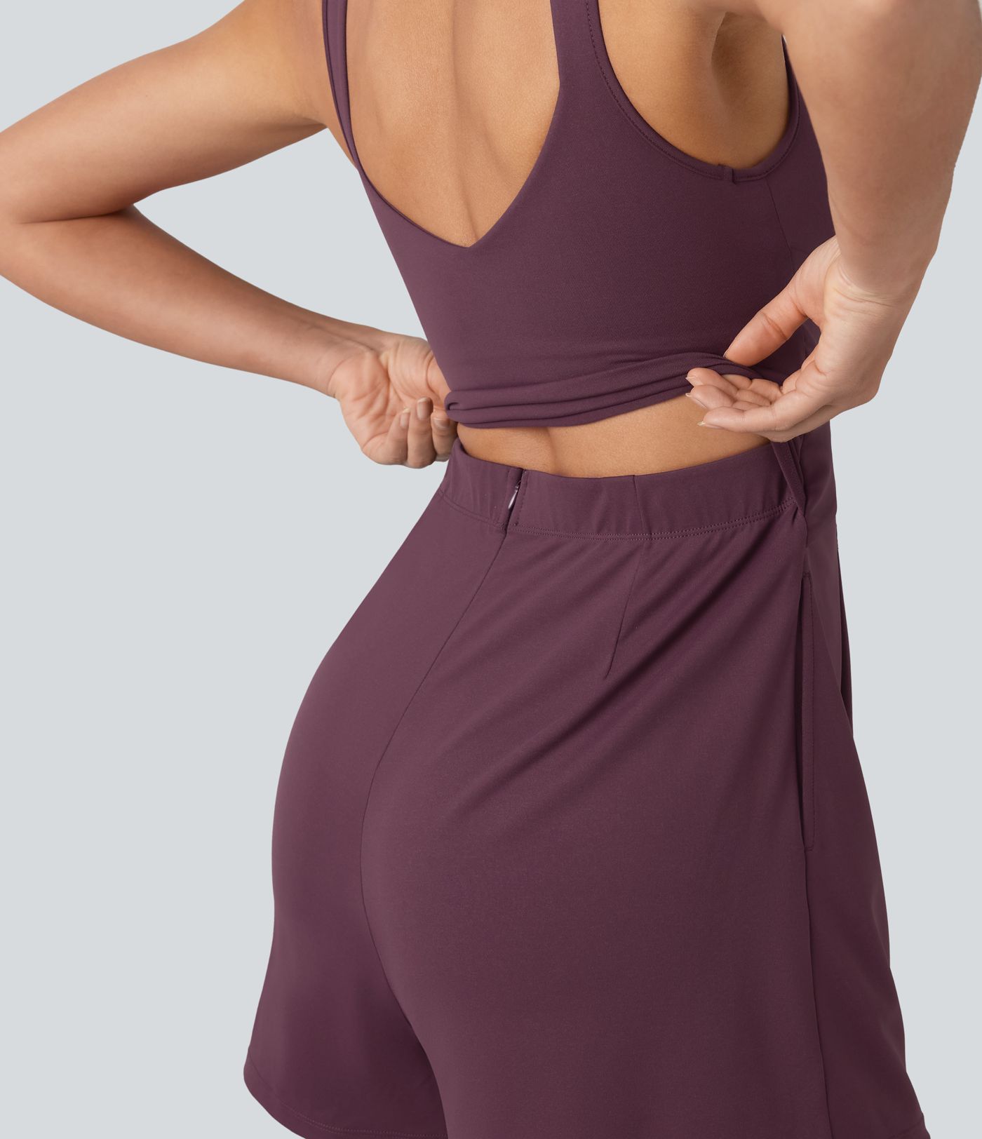 V Neck Built-in Bra Casual Romper with Pockets-Easy Peezy Edition V Neck Built-in Bra Casual Romper with Pockets-Easy Peezy Edition