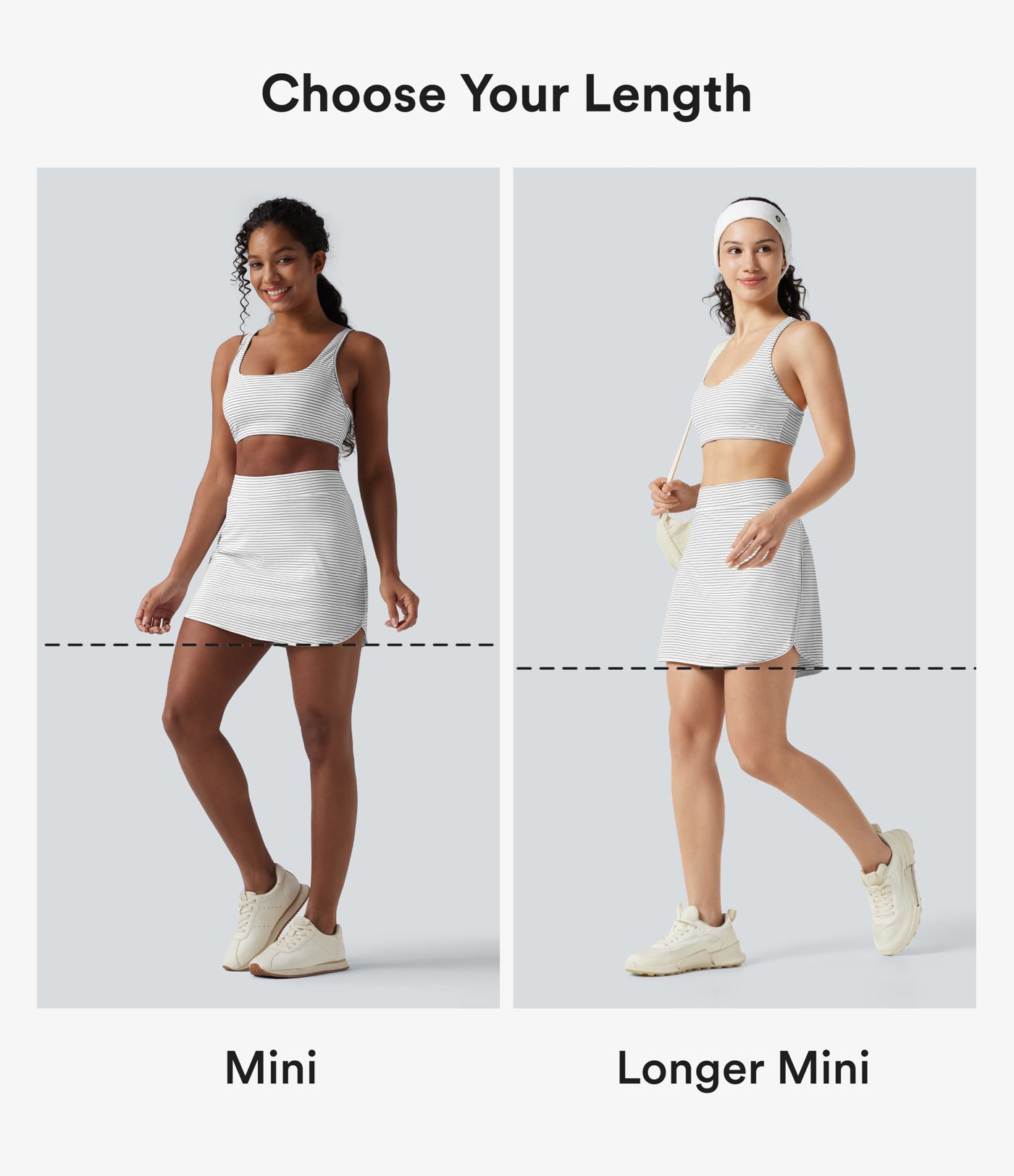 High Waisted Stripes 2-in-1 Bodycon Mini Golf Skirt with Pockets High Waisted Stripes 2-in-1 Bodycon Mini Golf Skirt with Pockets