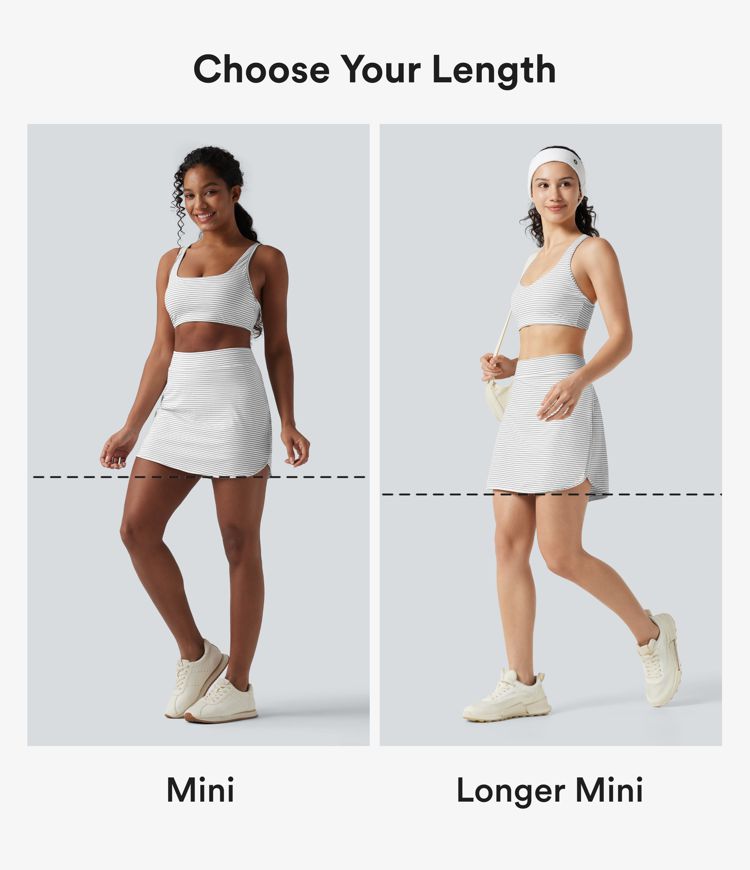High Waisted Stripes 2-in-1 Bodycon Mini Golf Skirt with Pockets High Waisted Stripes 2-in-1 Bodycon Mini Golf Skirt with Pockets