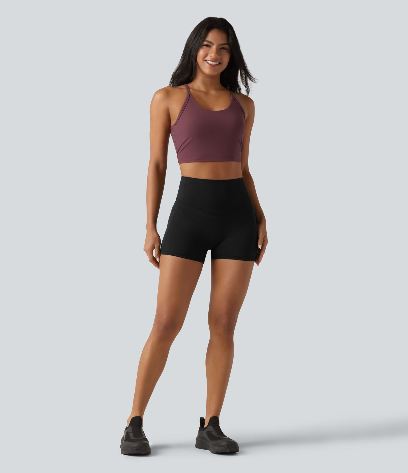 SoftlyZero™ Plush Cut-Out Twisted Back U-Neck Built-in Bra Yoga Tank Top