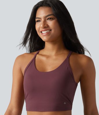 SoftlyZero™ Plush Cut-Out Twisted Back U-Neck Built-in Bra Yoga Tank Top