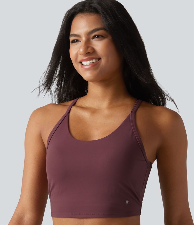 SoftlyZero™ Plush Cut-Out Twisted Back U-Neck Built-in Bra Yoga Tank Top
