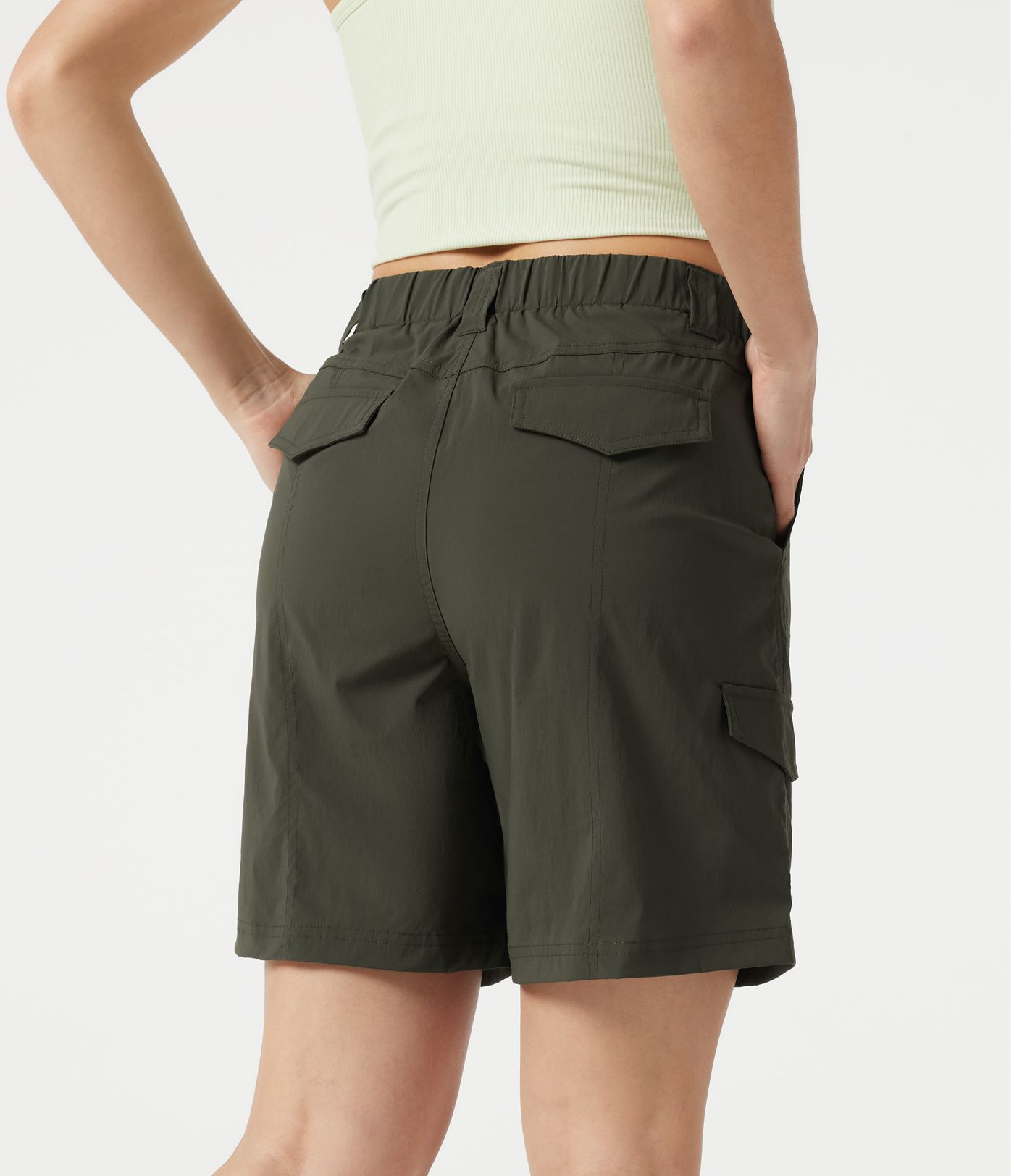 Mid Rise Casual Cargo Bermuda Shorts 7'' with Pockets