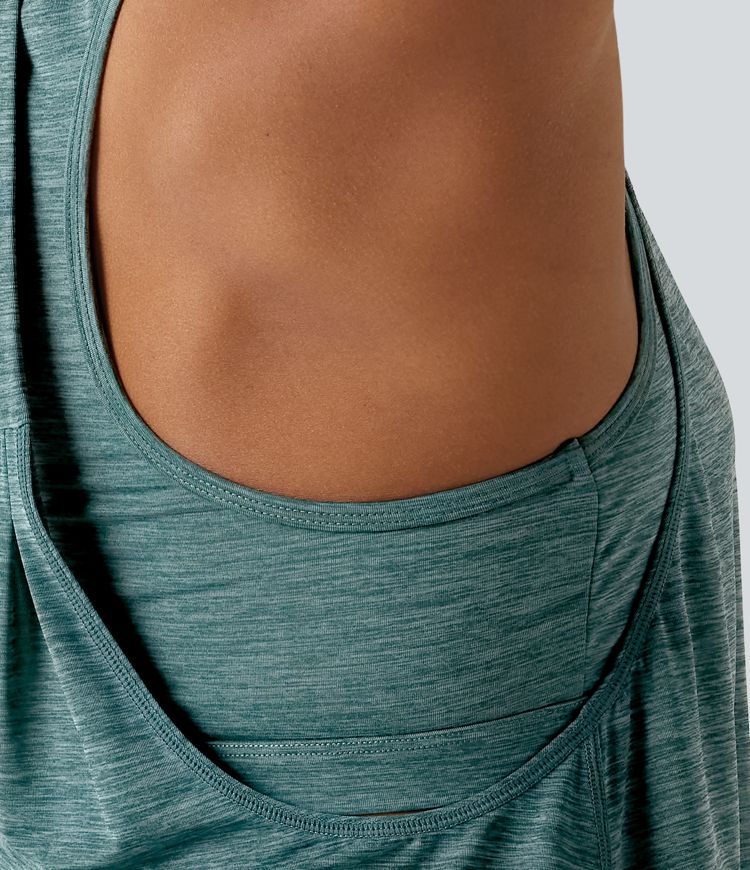 U Neck Built-in Bra Racerback Workout Tank Top