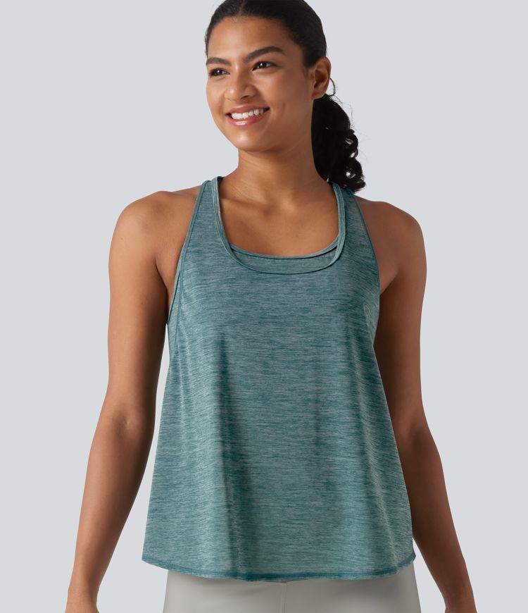 U Neck Built-in Bra Racerback Workout Tank Top