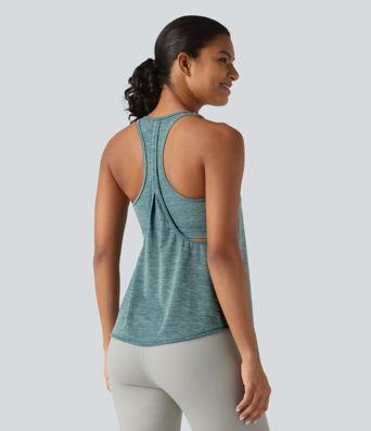 U Neck Built-in Bra Racerback Workout Tank Top