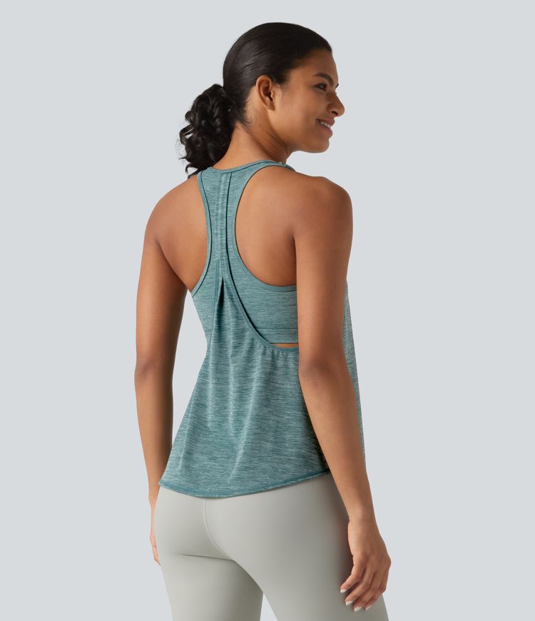 U Neck Built-in Bra Racerback Workout Tank Top