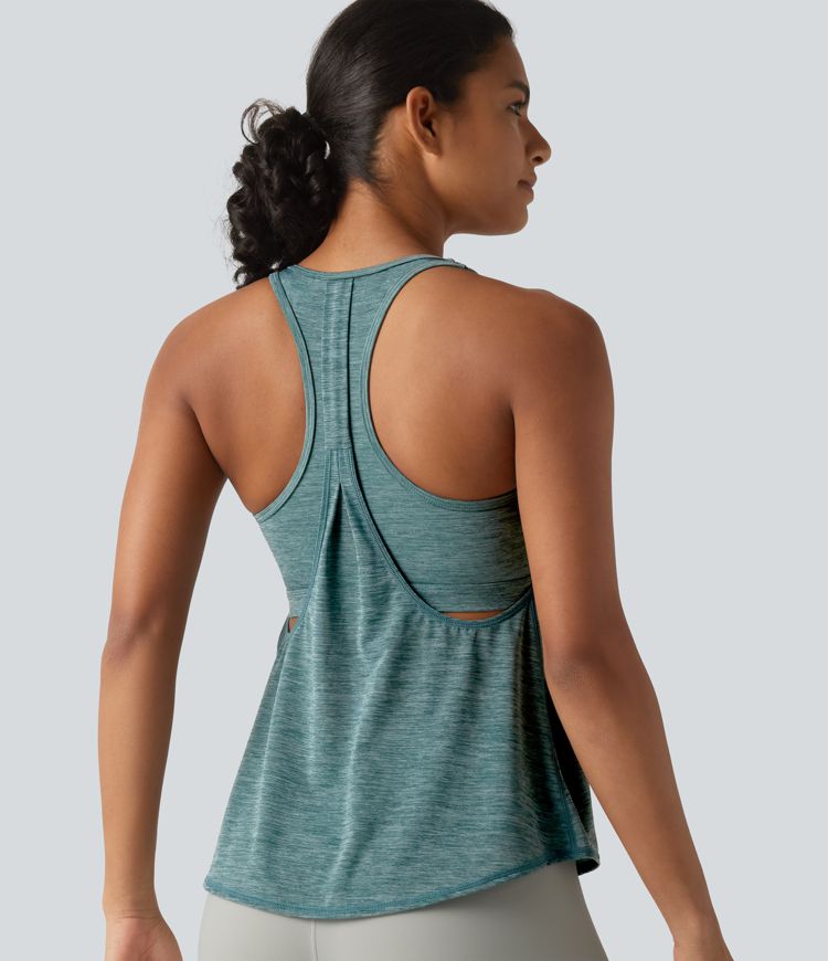 U Neck Built-in Bra Racerback Workout Tank Top