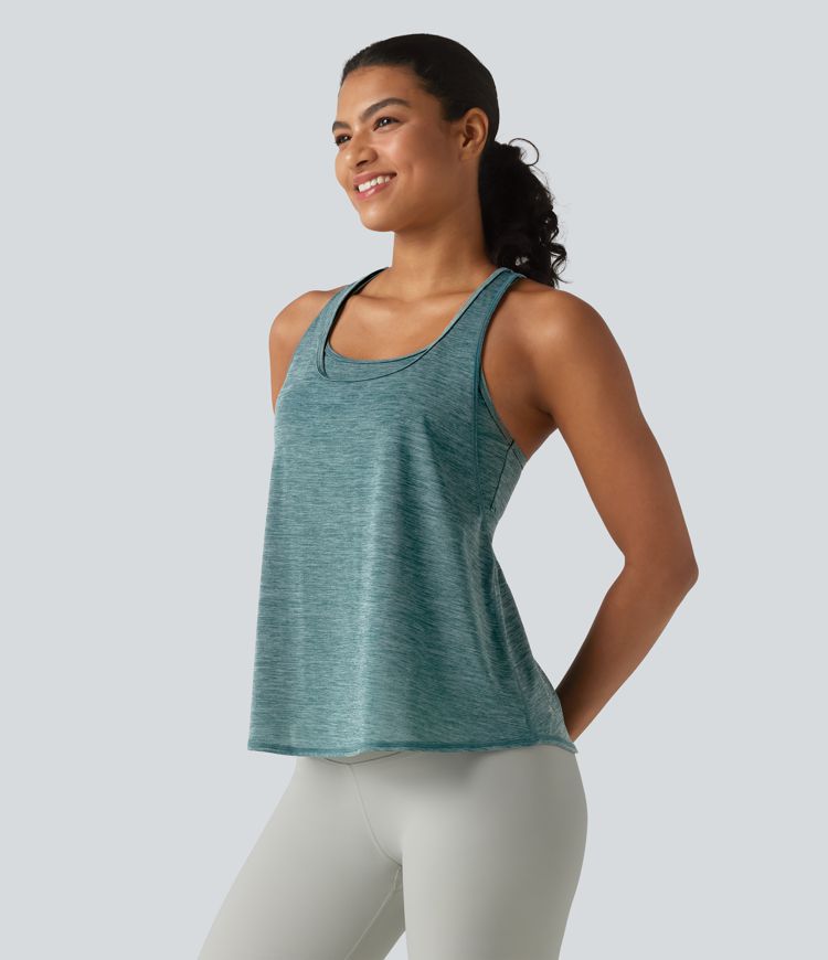U Neck Built-in Bra Racerback Workout Tank Top