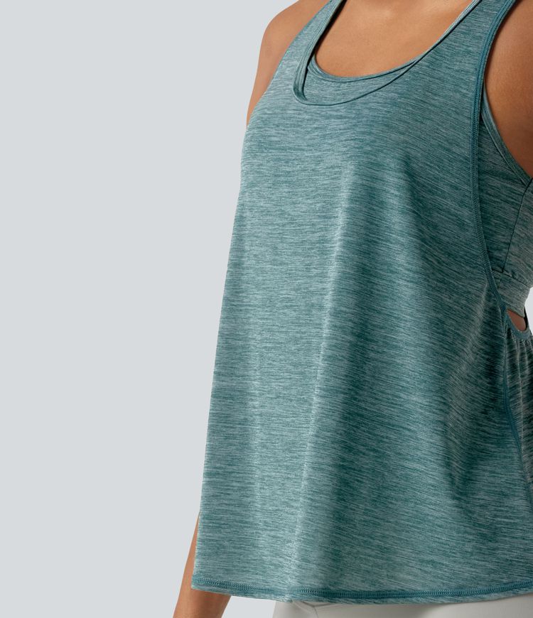 U Neck Built-in Bra Racerback Workout Tank Top