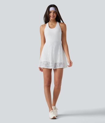 SoftlyZero™ QuickDry Built-in Bra Contrast Lace 2-in-1 Flare Mini Yoga Active Dress with Pockets-Easy Peezy Edition SoftlyZero™ QuickDry Built-in Bra Contrast Lace 2-in-1 Flare Mini Yoga Active Dress with Pockets-Easy Peezy Edition