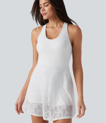 SoftlyZero™ QuickDry Built-in Bra Contrast Lace 2-in-1 Flare Mini Yoga Active Dress with Pockets-Easy Peezy Edition SoftlyZero™ QuickDry Built-in Bra Contrast Lace 2-in-1 Flare Mini Yoga Active Dress with Pockets-Easy Peezy Edition