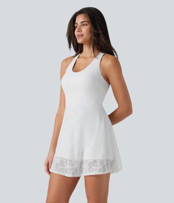 SoftlyZero™ QuickDry Built-in Bra Contrast Lace 2-in-1 Flare Mini Yoga Active Dress with Pockets-Easy Peezy Edition SoftlyZero™ QuickDry Built-in Bra Contrast Lace 2-in-1 Flare Mini Yoga Active Dress with Pockets-Easy Peezy Edition