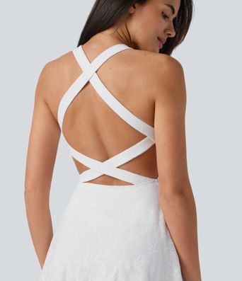 SoftlyZero™ QuickDry Built-in Bra Contrast Lace 2-in-1 Flare Mini Yoga Active Dress with Pockets-Easy Peezy Edition SoftlyZero™ QuickDry Built-in Bra Contrast Lace 2-in-1 Flare Mini Yoga Active Dress with Pockets-Easy Peezy Edition