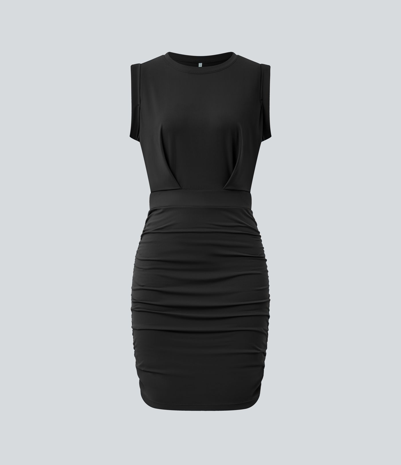 SoftlyZero™ Airy Round Neck Sleeveless Ruched Cool Touch Bodycon Mini Party Dress SoftlyZero™ Airy Round Neck Sleeveless Ruched Cool Touch Bodycon Mini Party Dress