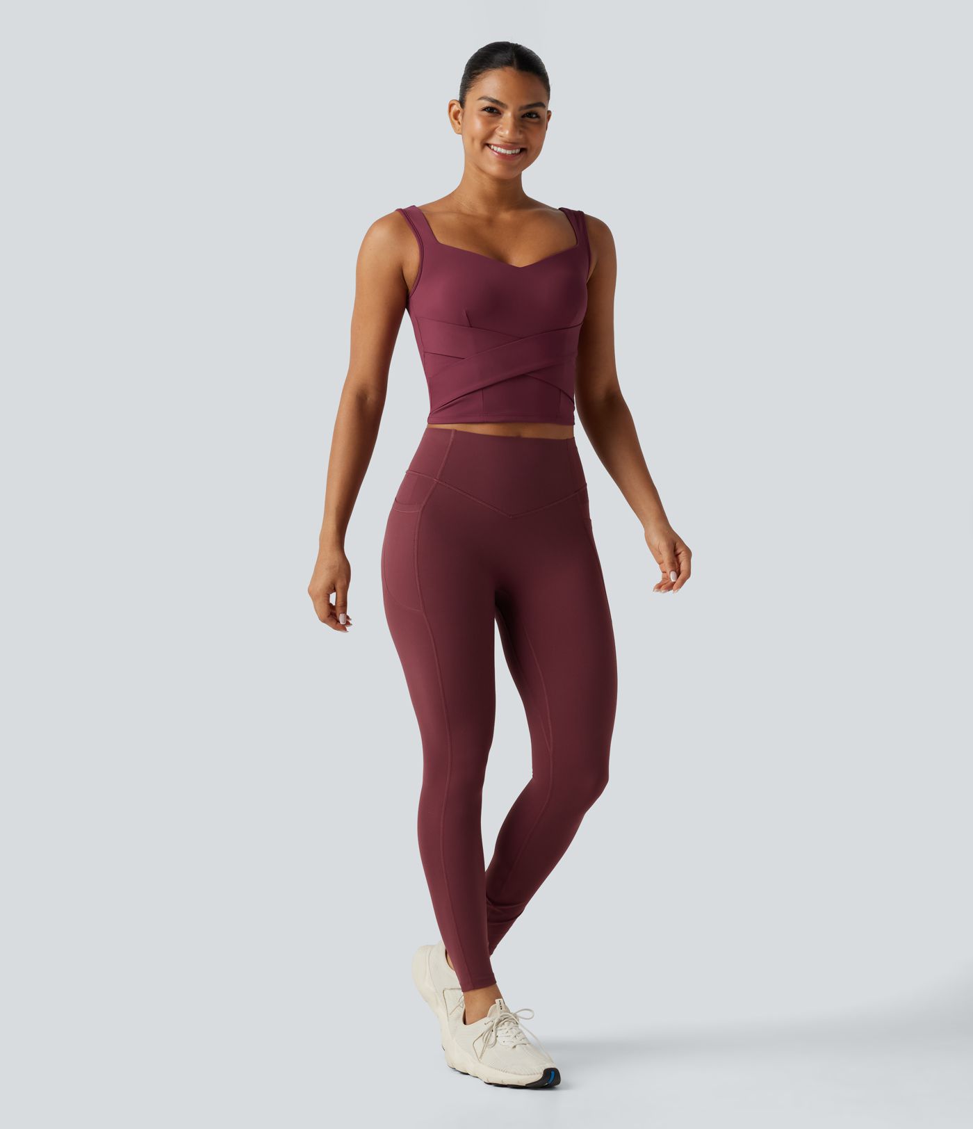 SoftlyZero™ Airy Sweetheart Neck Crossover Built-in Bra Cool Touch Running Tank Top-UPF50+