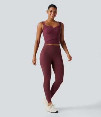 SoftlyZero™ Airy Sweetheart Neck Crossover Built-in Bra Cool Touch Running Tank Top-UPF50+