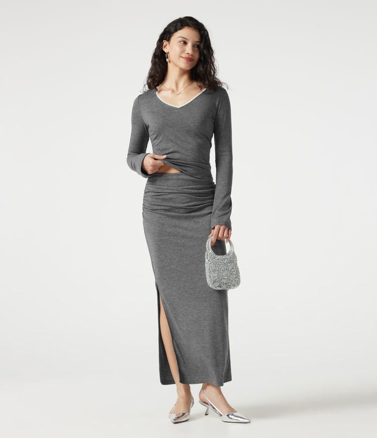 V Neck Lace Long Sleeve Top