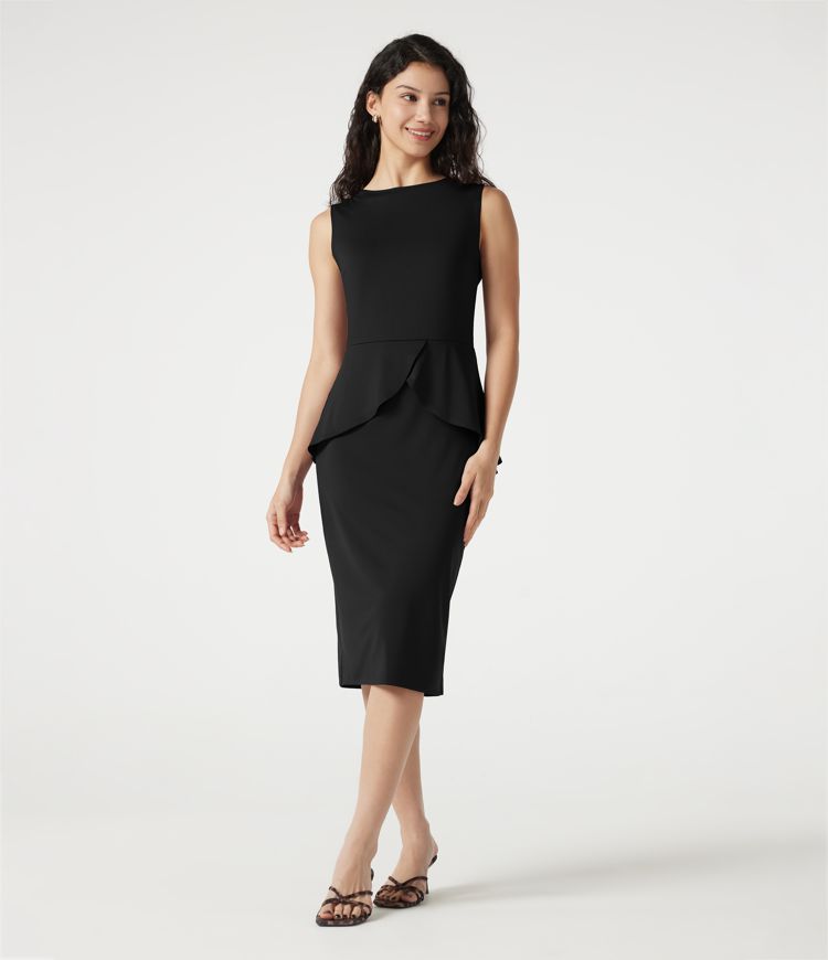 Round Neck Sleeveless Midi Work Dress