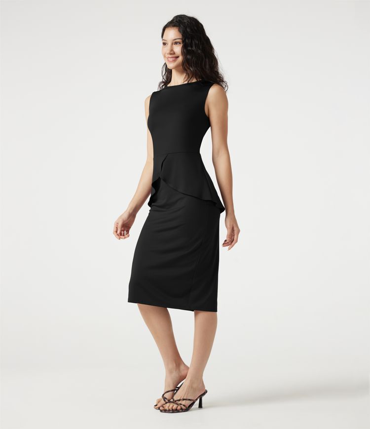 Round Neck Sleeveless Midi Work Dress