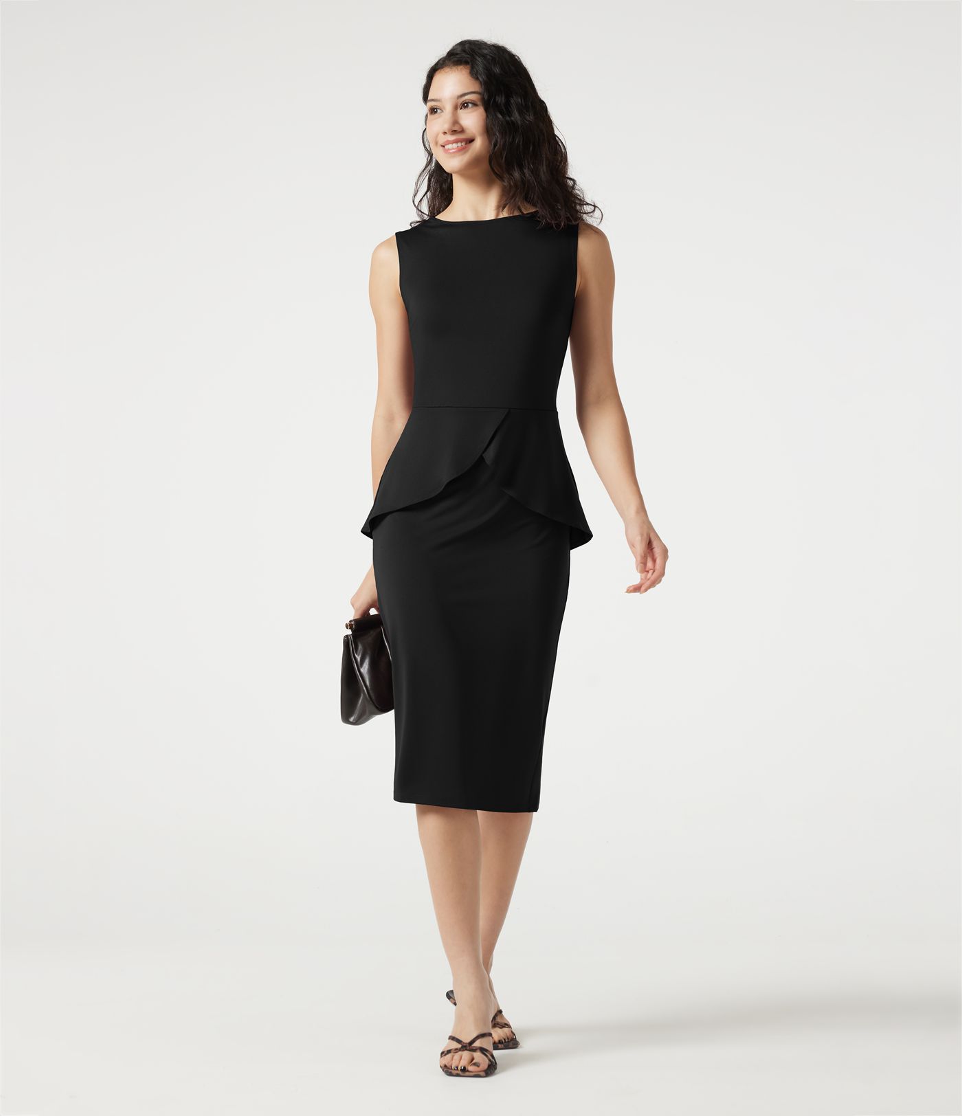 Round Neck Sleeveless Midi Work Dress