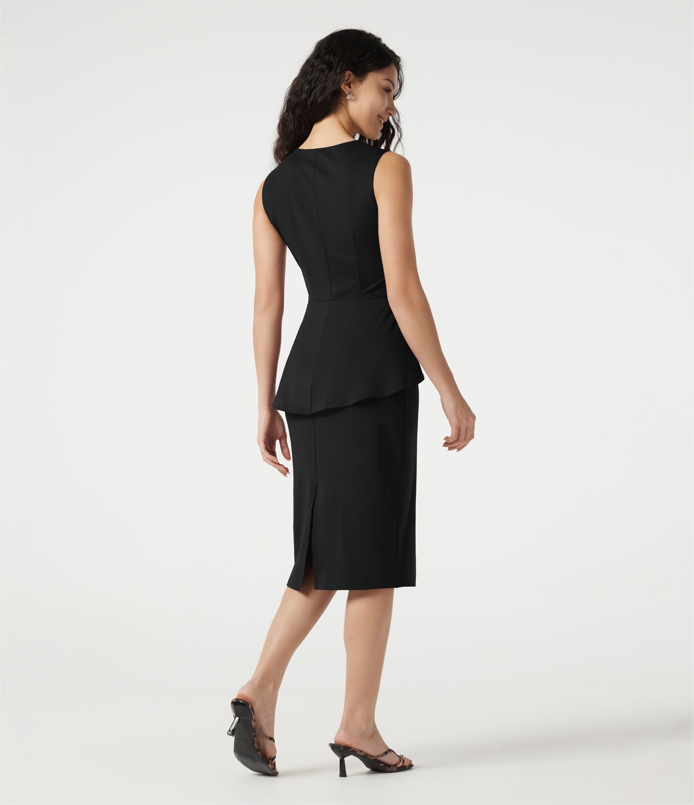 Round Neck Sleeveless Midi Work Dress