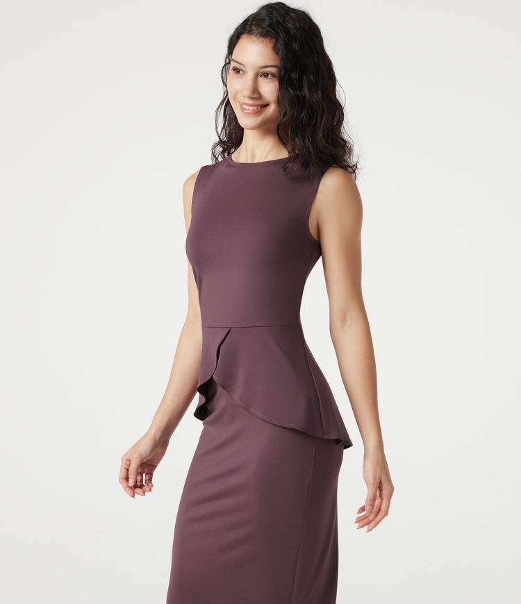 Round Neck Sleeveless Midi Work Dress