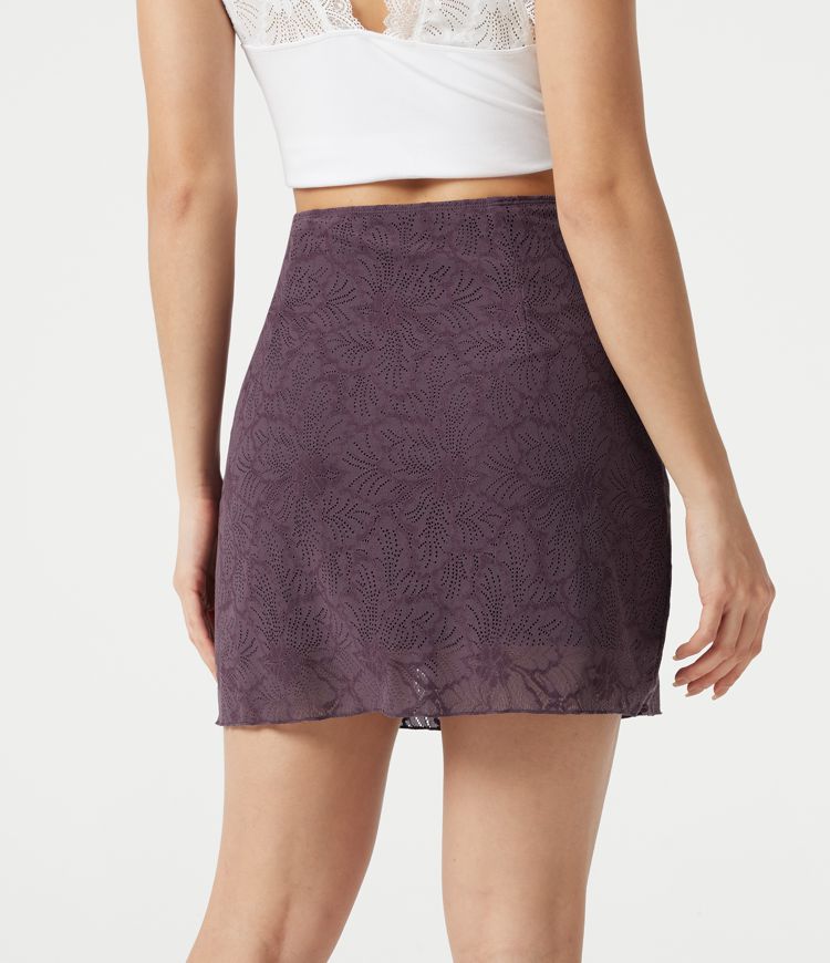 SoftlyZero™ High Waisted Contrast Lace Mini Casual Skirt