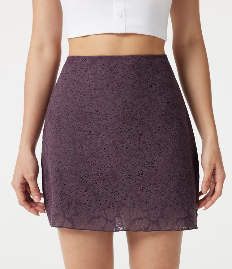 SoftlyZero™ High Waisted Contrast Lace Mini Casual Skirt