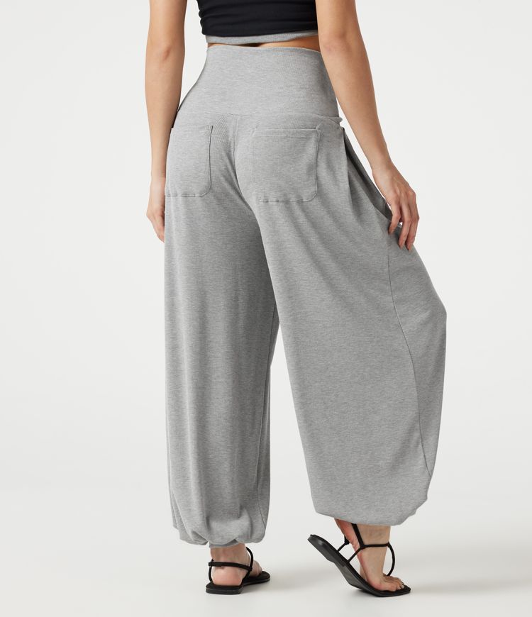High Stretch Ribbed High Waisted Tummy Control Casual Joggers with Pockets