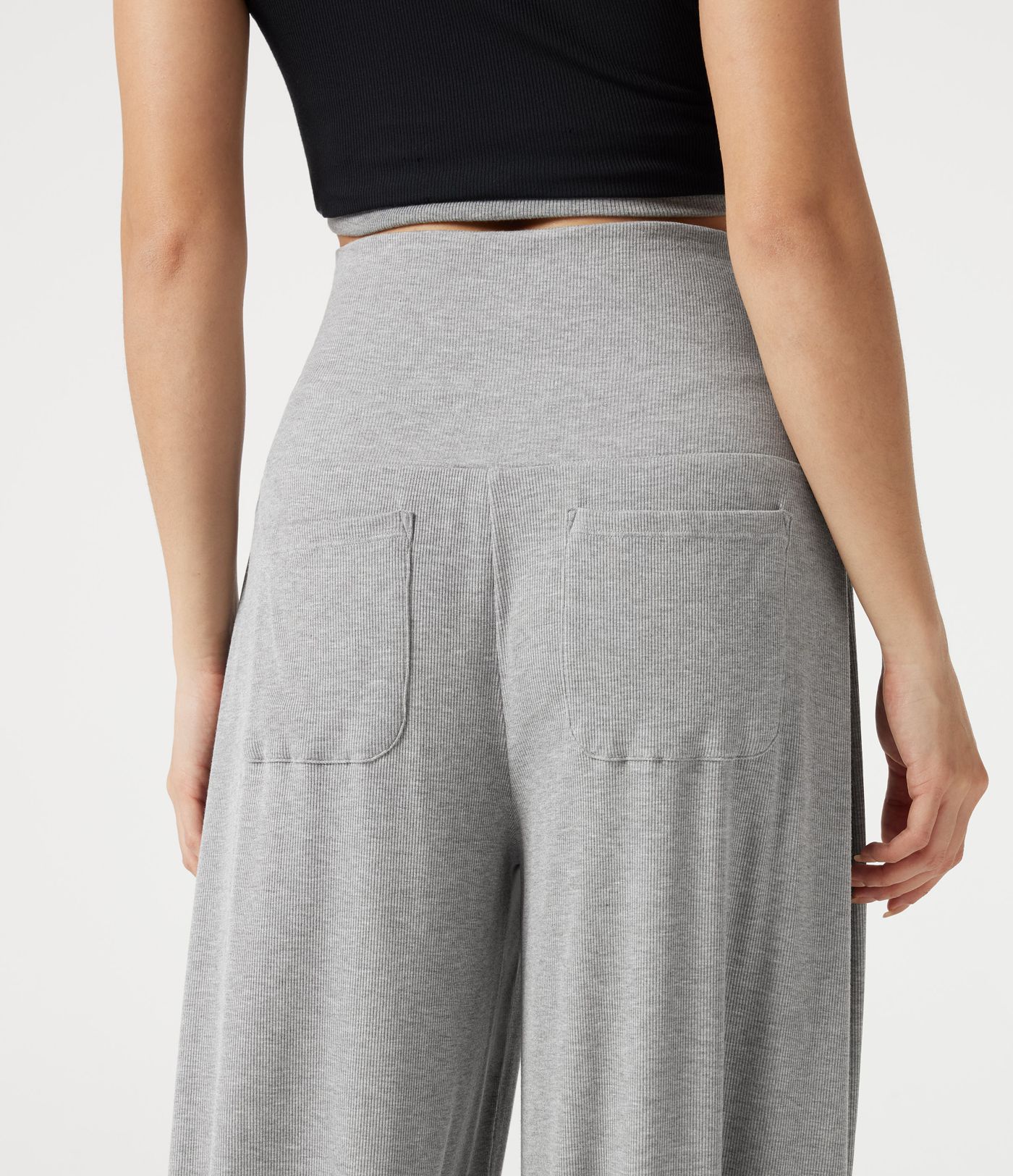 High Stretch Ribbed High Waisted Tummy Control Casual Joggers with Pockets