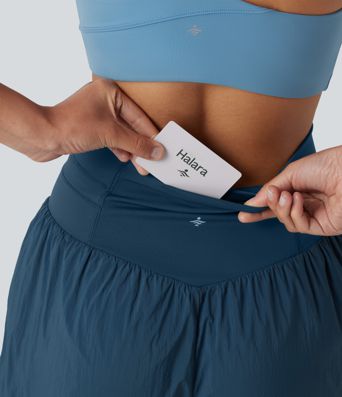 High Waisted Drawstring Eyelet Running Shorts 5'' with Pocket High Waisted Drawstring Eyelet Running Shorts 5'' with Pocket