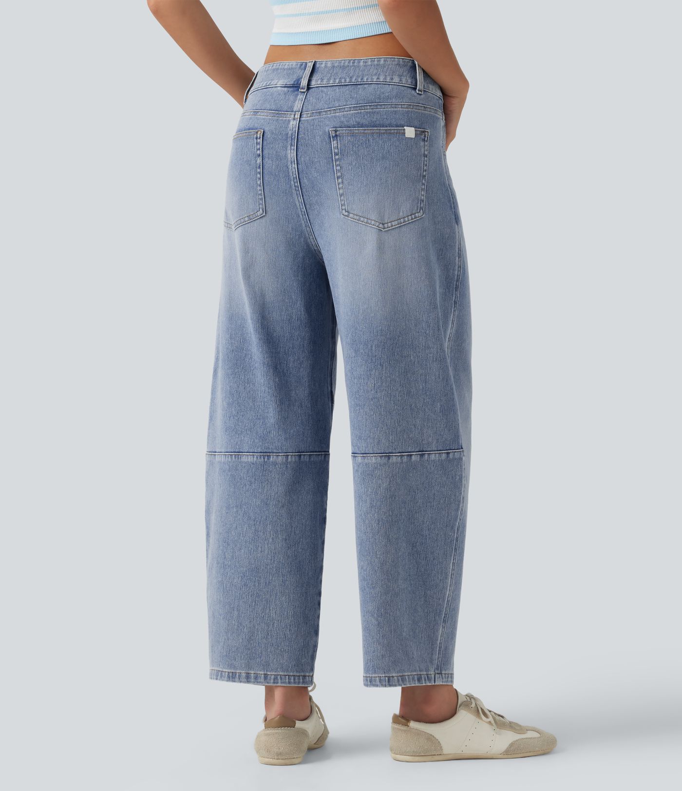 Halara Flex™ Low Rise Zipper Pockets Barrel Leg Casual Jeans Halara Flex™ Low Rise Zipper Pockets Barrel Leg Casual Jeans