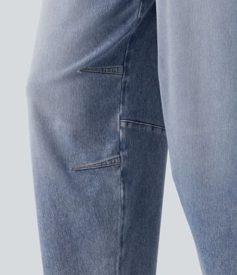 Halara Flex™ Low Rise Zipper Pockets Barrel Leg Casual Jeans Halara Flex™ Low Rise Zipper Pockets Barrel Leg Casual Jeans