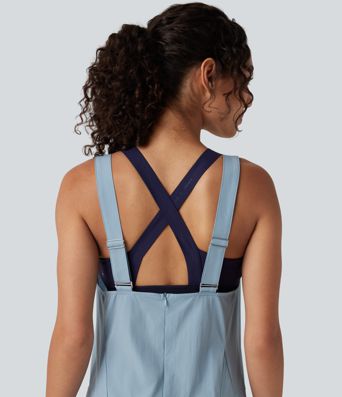 U-Neck Adjustable Straps Mini Hiking Active Tank Cargo Dress with Pockets U-Neck Adjustable Straps Mini Hiking Active Tank Cargo Dress with Pockets