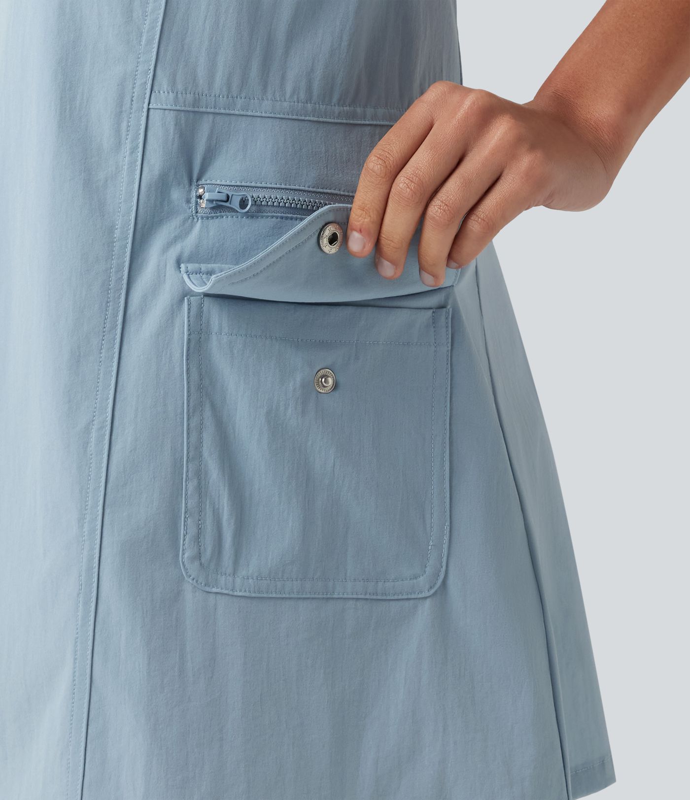 U-Neck Adjustable Straps Mini Hiking Active Tank Cargo Dress with Pockets U-Neck Adjustable Straps Mini Hiking Active Tank Cargo Dress with Pockets
