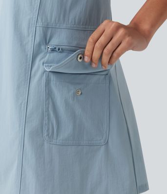 U-Neck Adjustable Straps Mini Hiking Active Tank Cargo Dress with Pockets U-Neck Adjustable Straps Mini Hiking Active Tank Cargo Dress with Pockets