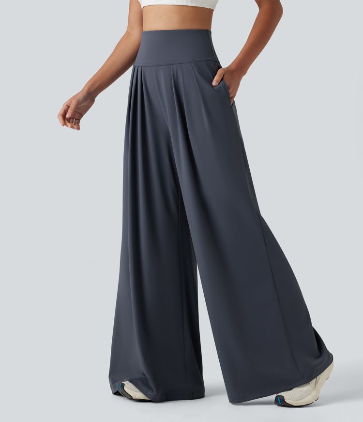 Pantalon yoga ample SoftlyZero™Airy effet frais InstantCool à plis taille haute avec poches Pantalon yoga ample SoftlyZero™Airy effet frais InstantCool à plis taille haute avec poches