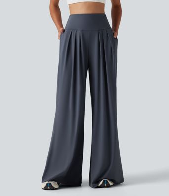Pantalon yoga ample SoftlyZero™Airy effet frais InstantCool à plis taille haute avec poches Pantalon yoga ample SoftlyZero™Airy effet frais InstantCool à plis taille haute avec poches