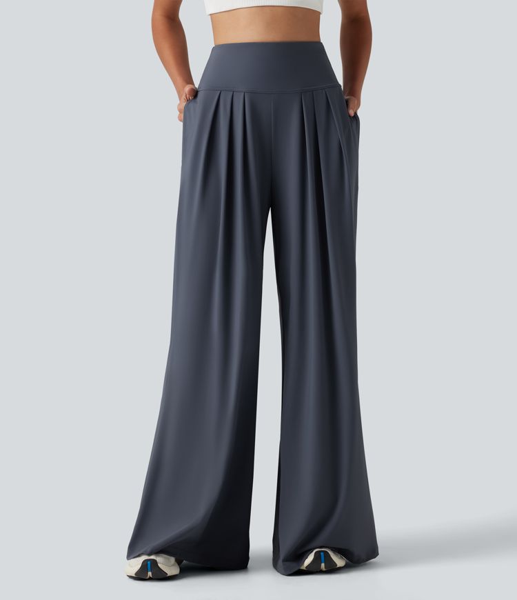 Pantalon yoga ample SoftlyZero™Airy effet frais InstantCool à plis taille haute avec poches Pantalon yoga ample SoftlyZero™Airy effet frais InstantCool à plis taille haute avec poches