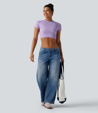 OneForm Seamless Flow Round Neck Short Sleeve Cropped Casual T-Shirt