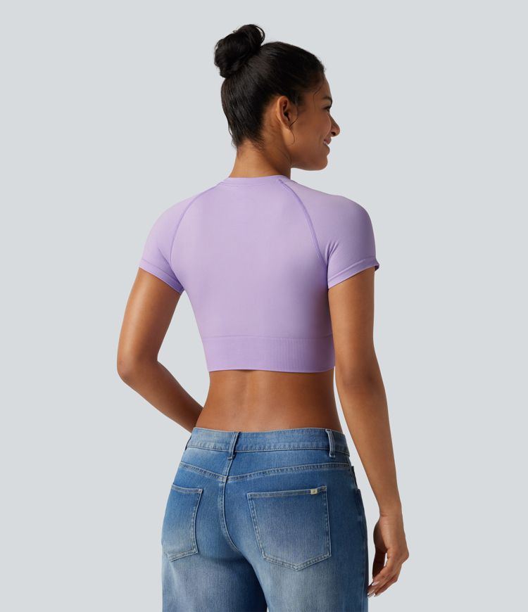 OneForm Seamless Flow Round Neck Short Sleeve Cropped Casual T-Shirt