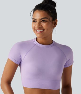 OneForm Seamless Flow Round Neck Short Sleeve Cropped Casual T-Shirt